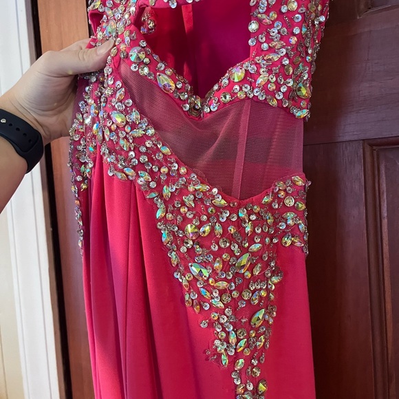 Pink Beaded Prom Dress - Picture 4 of 10